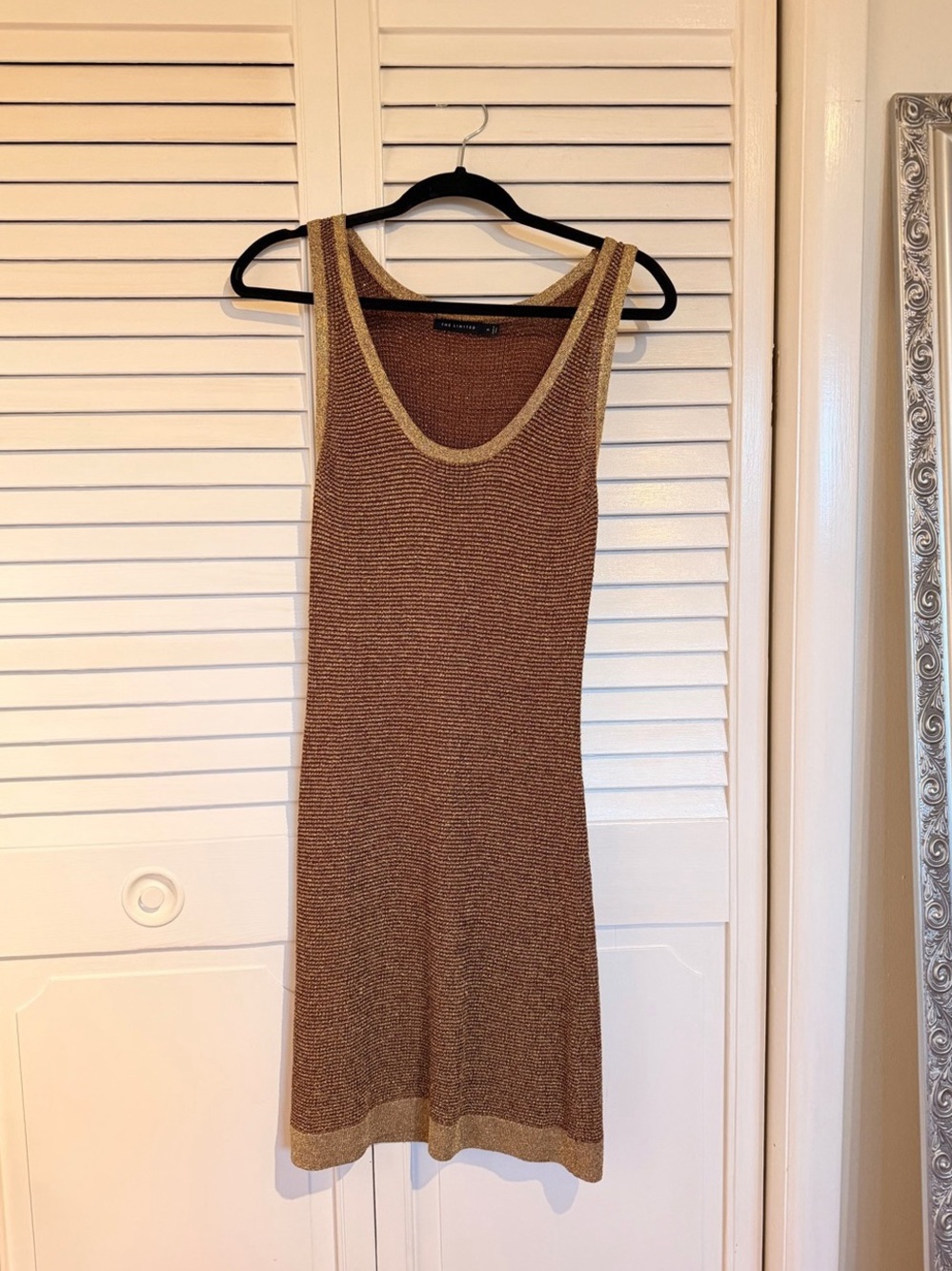 Mudd Brown & Gold Knit Midi Dress Size Small